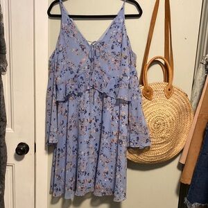 Sam Edelman | Light Blue Floral Dress - Cold Shoulder - US8 - NWOT